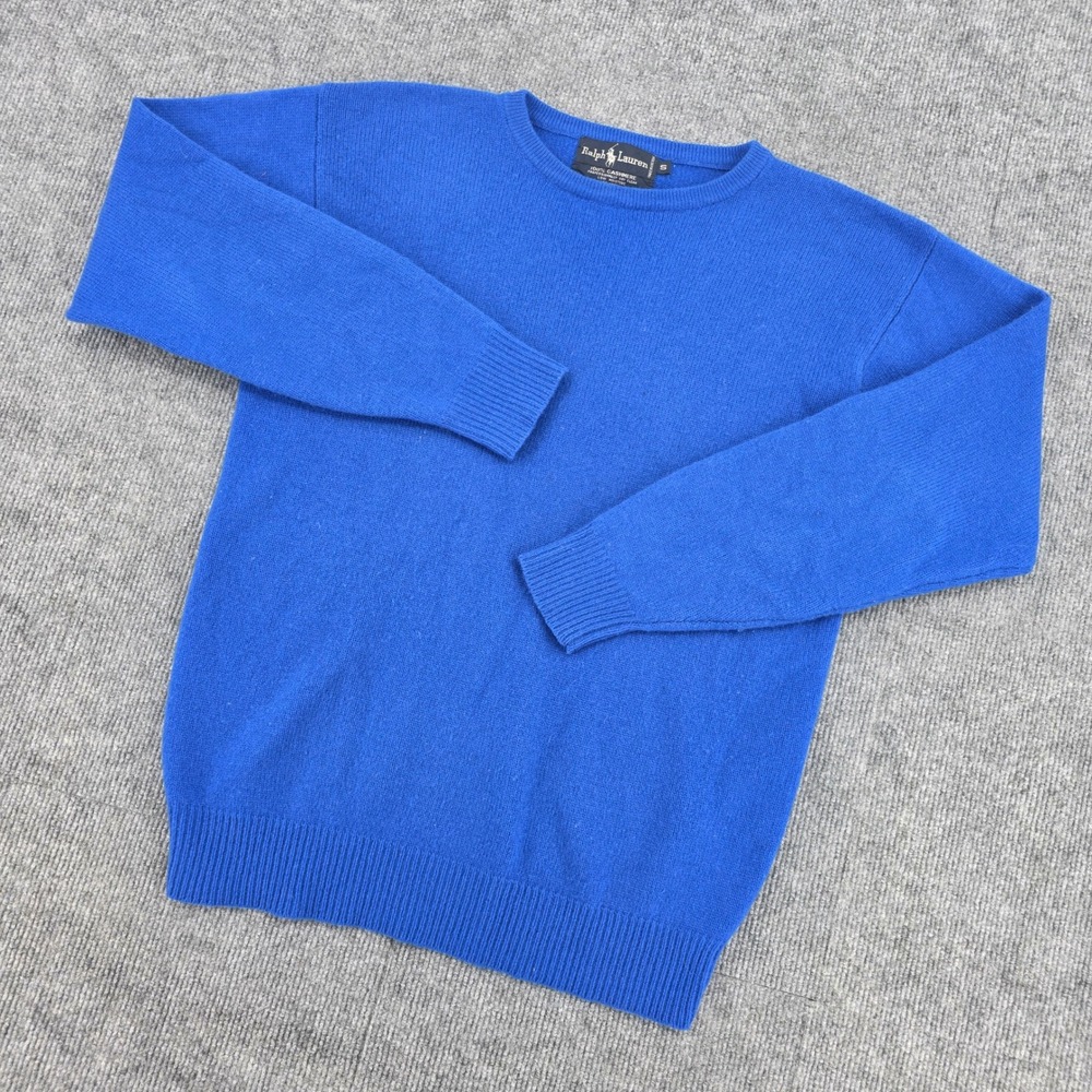 Ralph Lauren 100% Cashmere Crewneck Sweater Royal Blue Mens Small